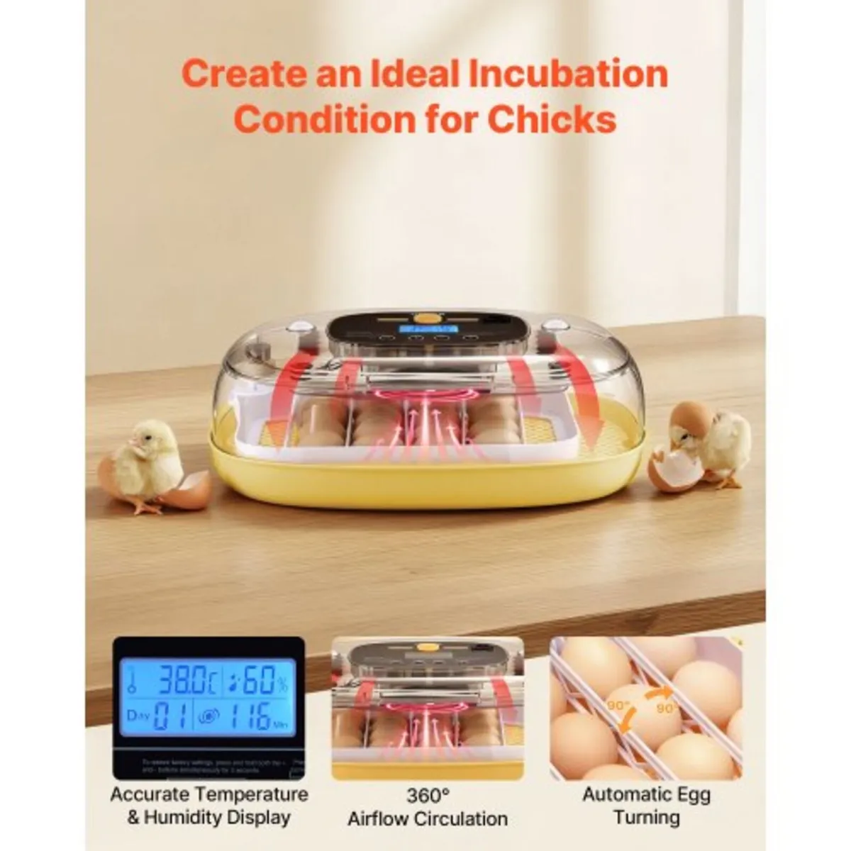 24 Egg Incubator, Automatic Egg Turner with LED Ca - Image 3