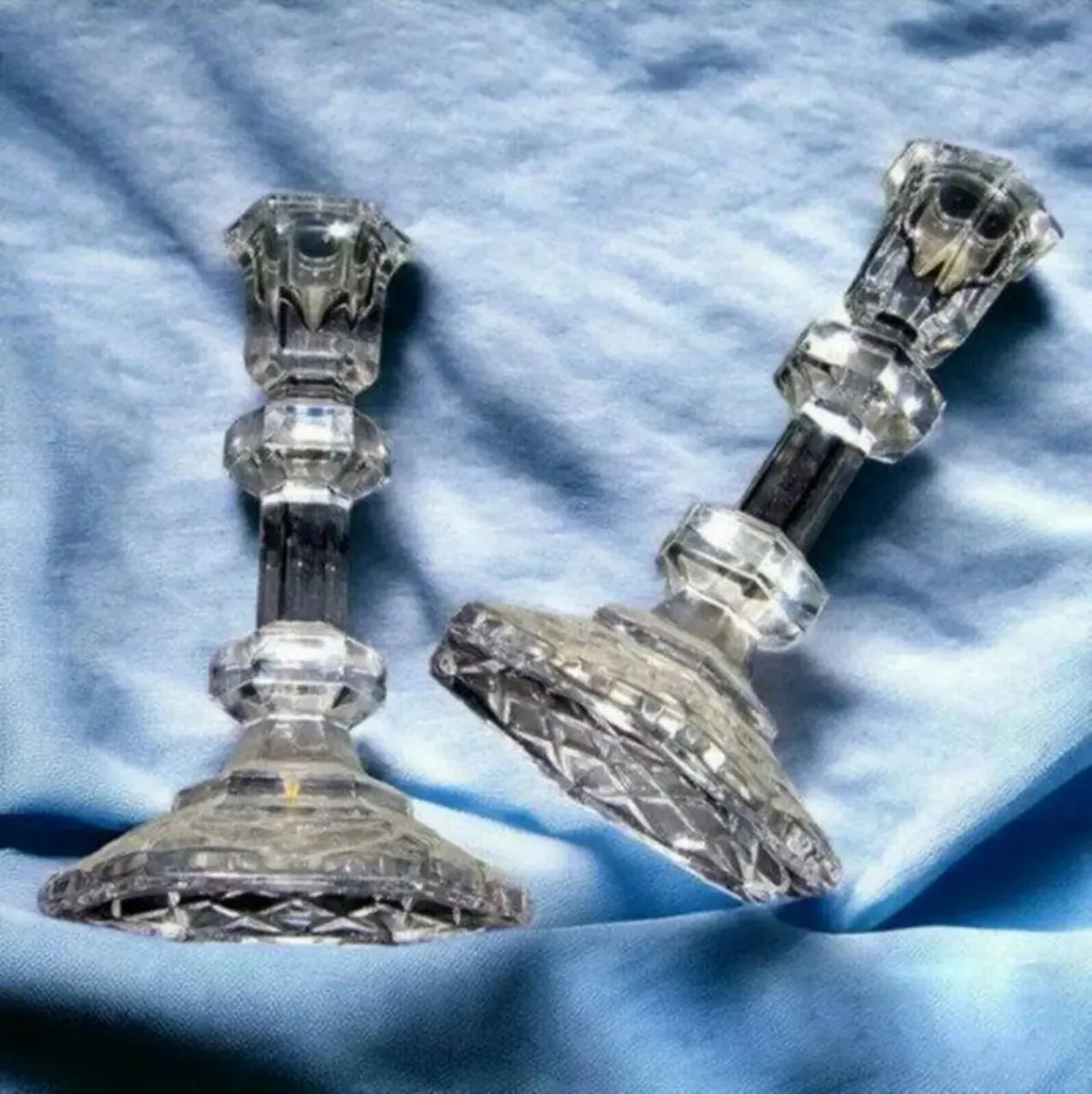 Vintage Pair Galway Crystal Candlesticks - Image 3