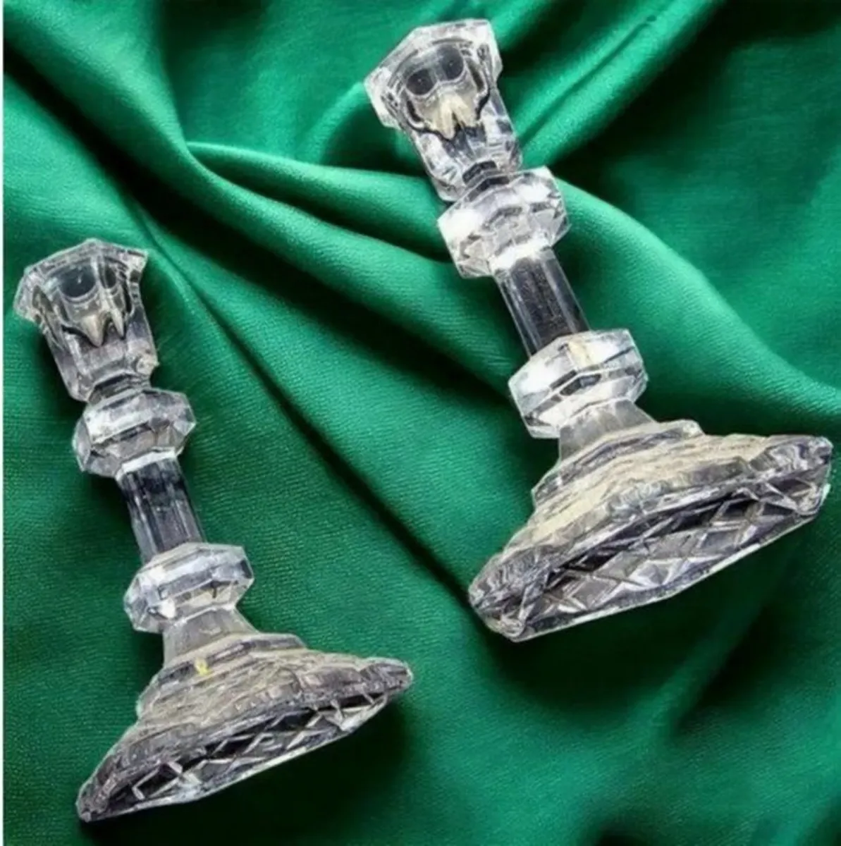 Vintage Pair Galway Crystal Candlesticks - Image 1