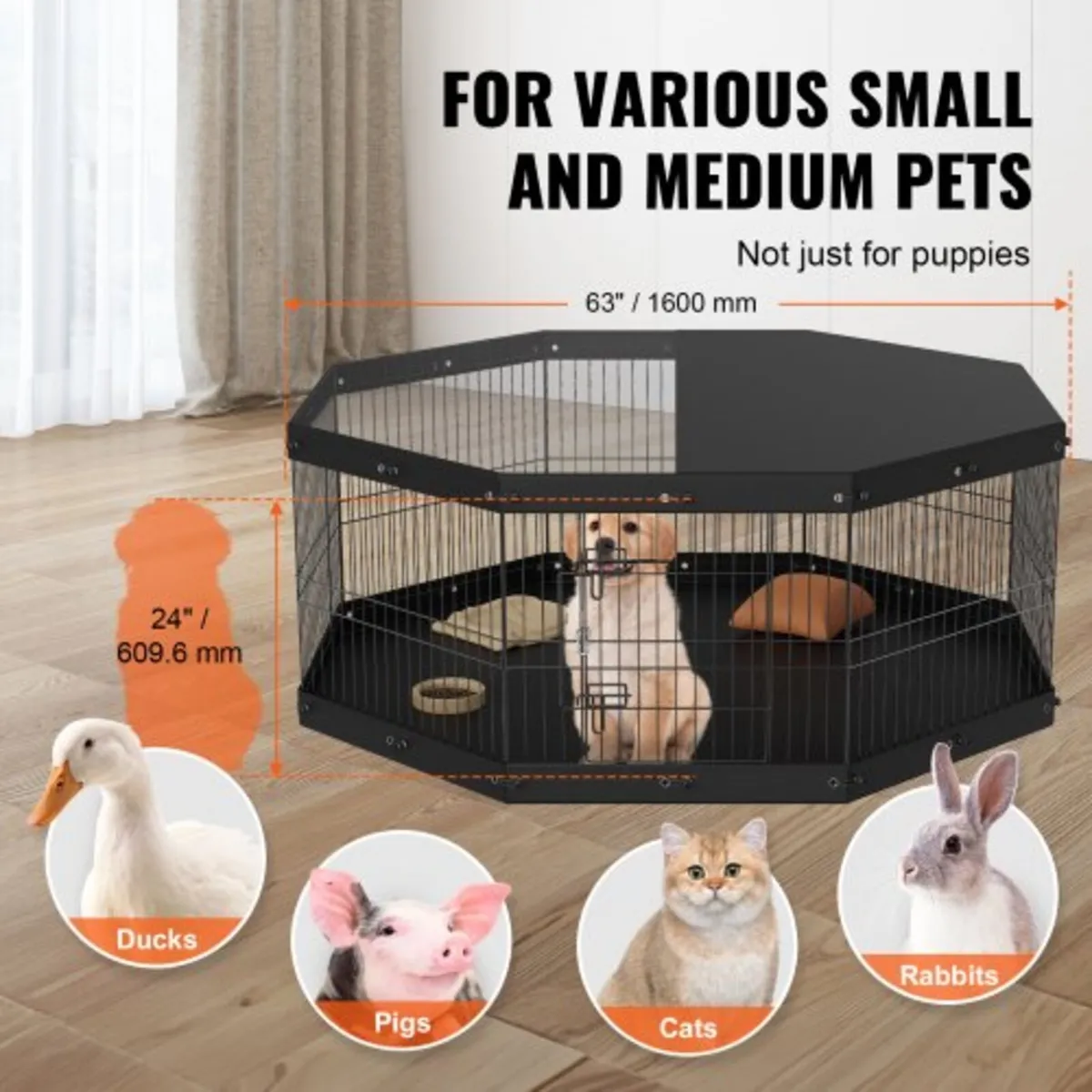 Dog Playpen, 8 Panels Foldable Metal Dog Exercise - Image 2