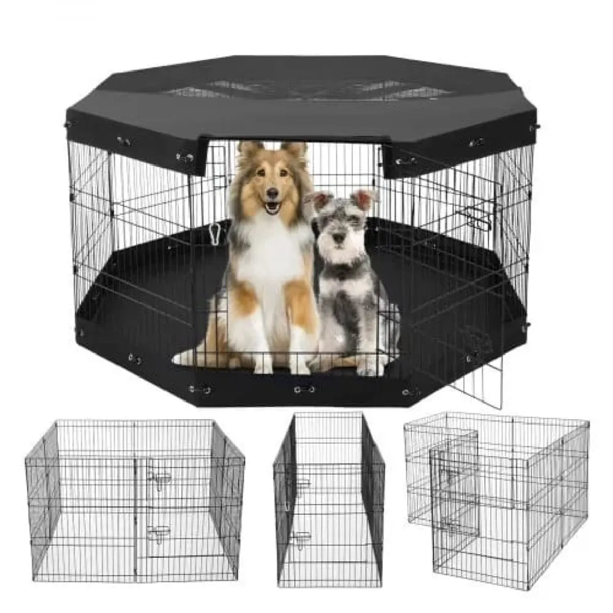 Dog Playpen, 8 Pcs 30"H x 24"W Panels Foldable Met - Image 1