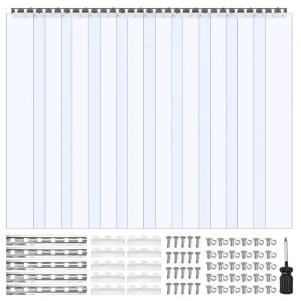Clear PVC Strip Curtain, 2.1 m Height x 1.5 m Widt - Image 1