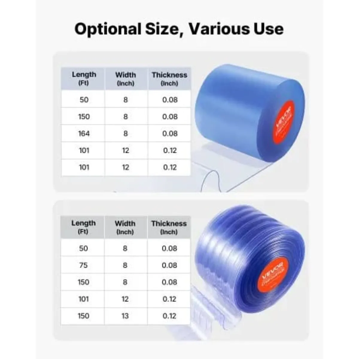 PVC Strip Curtain, 30.8 m Length x 30.5 cm Width, - Image 2