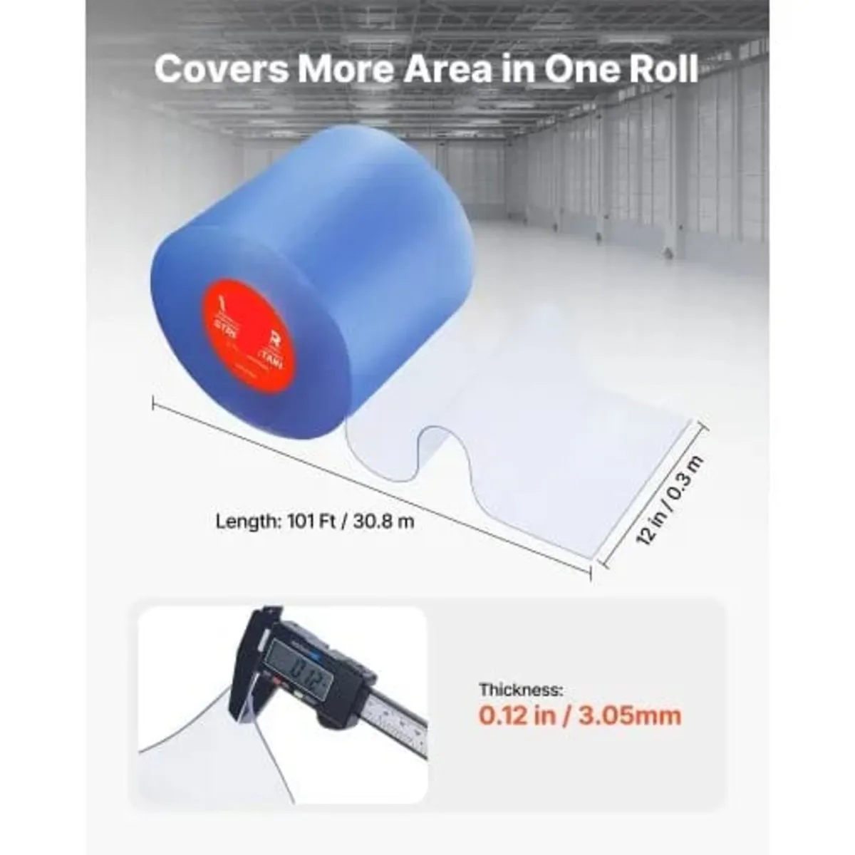 PVC Strip Curtain, 30.8 m Length x 30.5 cm Width, - Image 3