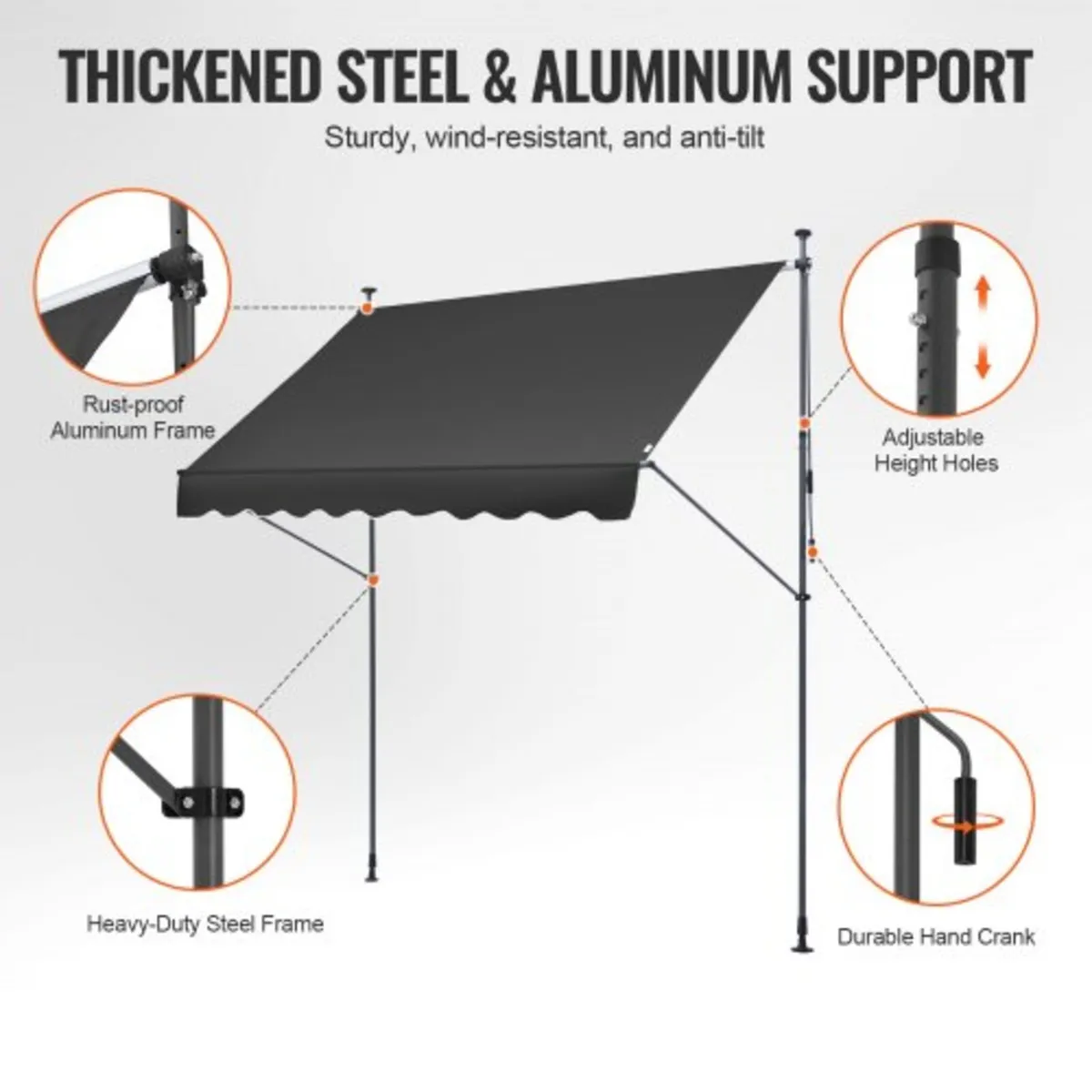 98 x 47" Patio Awning Retractable, Awning Sunshade - Image 2