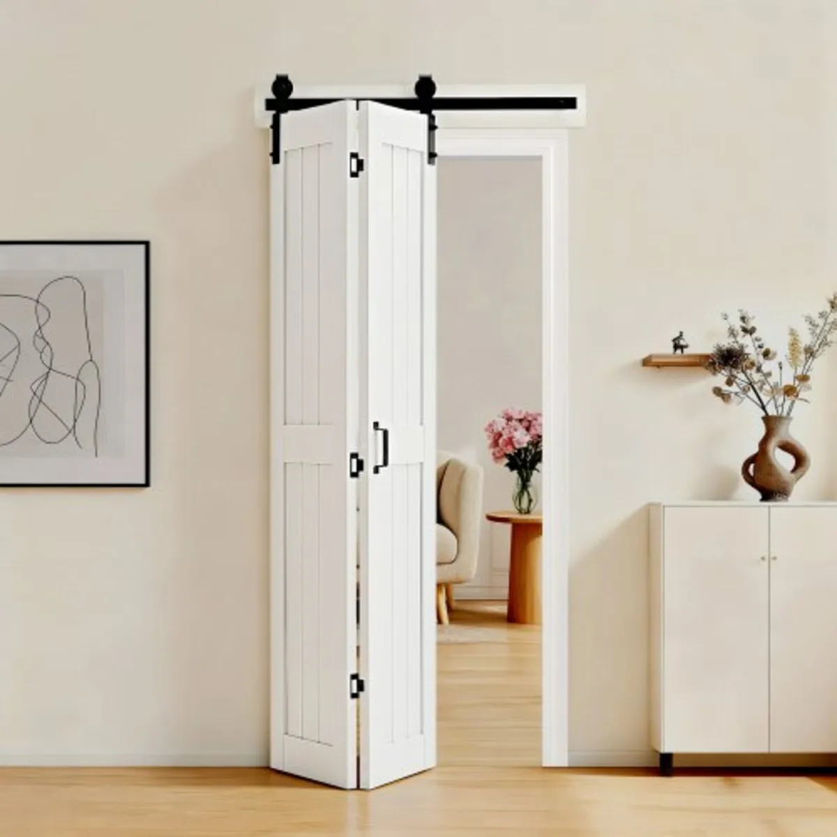 Bifold Barn Door, 914 x 2134 mm, MDF Bi-Fold Slidi - Image 1