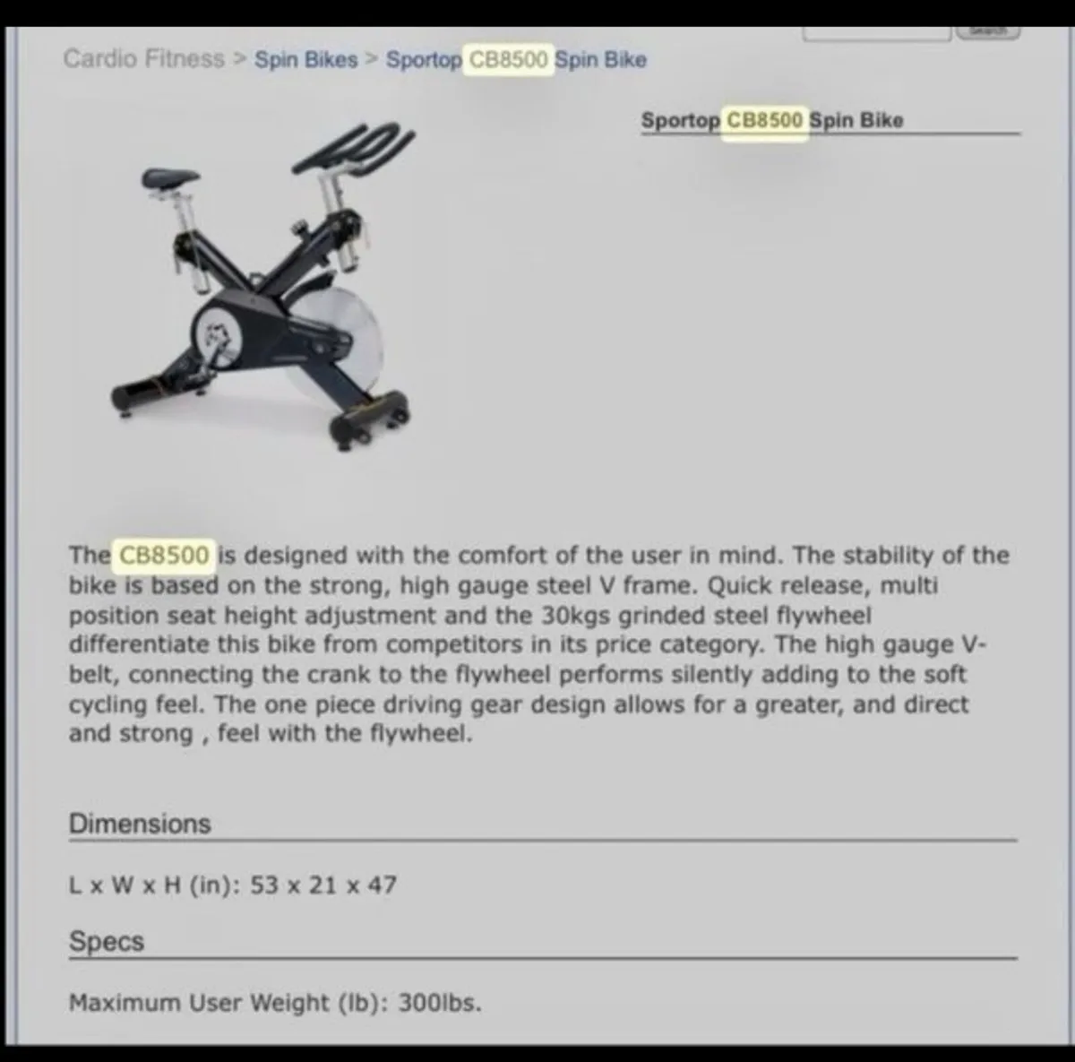 Cb8500 30kg flywheel spin bike - Image 3