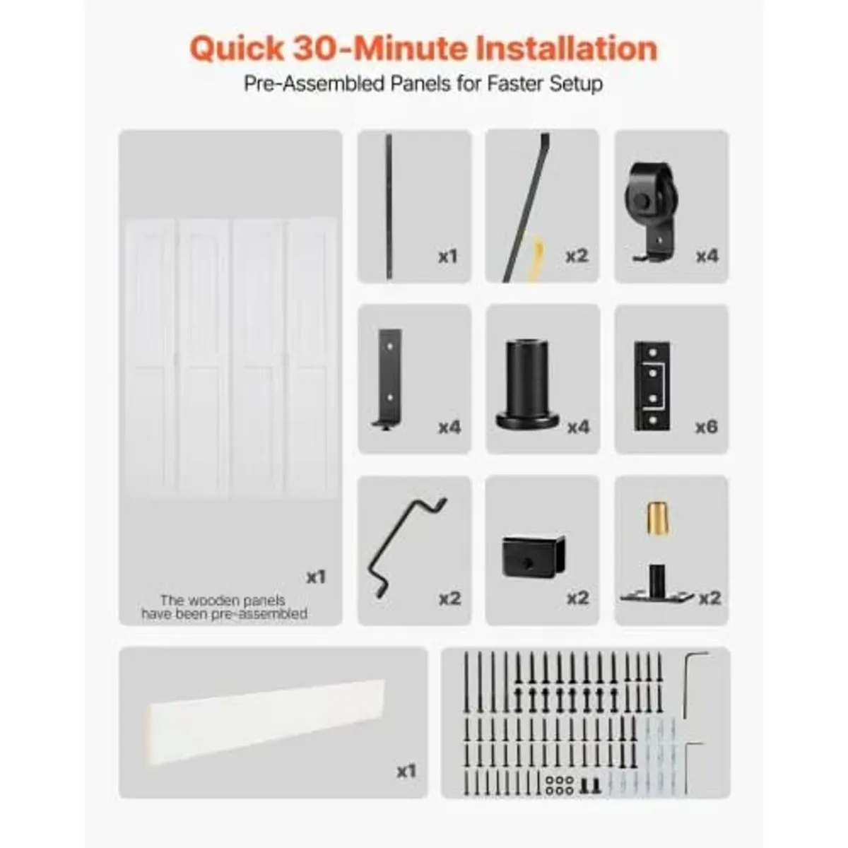 Bifold Barn Door, 1524 x 2134 mm, MDF Bi-Fold Slid - Image 2