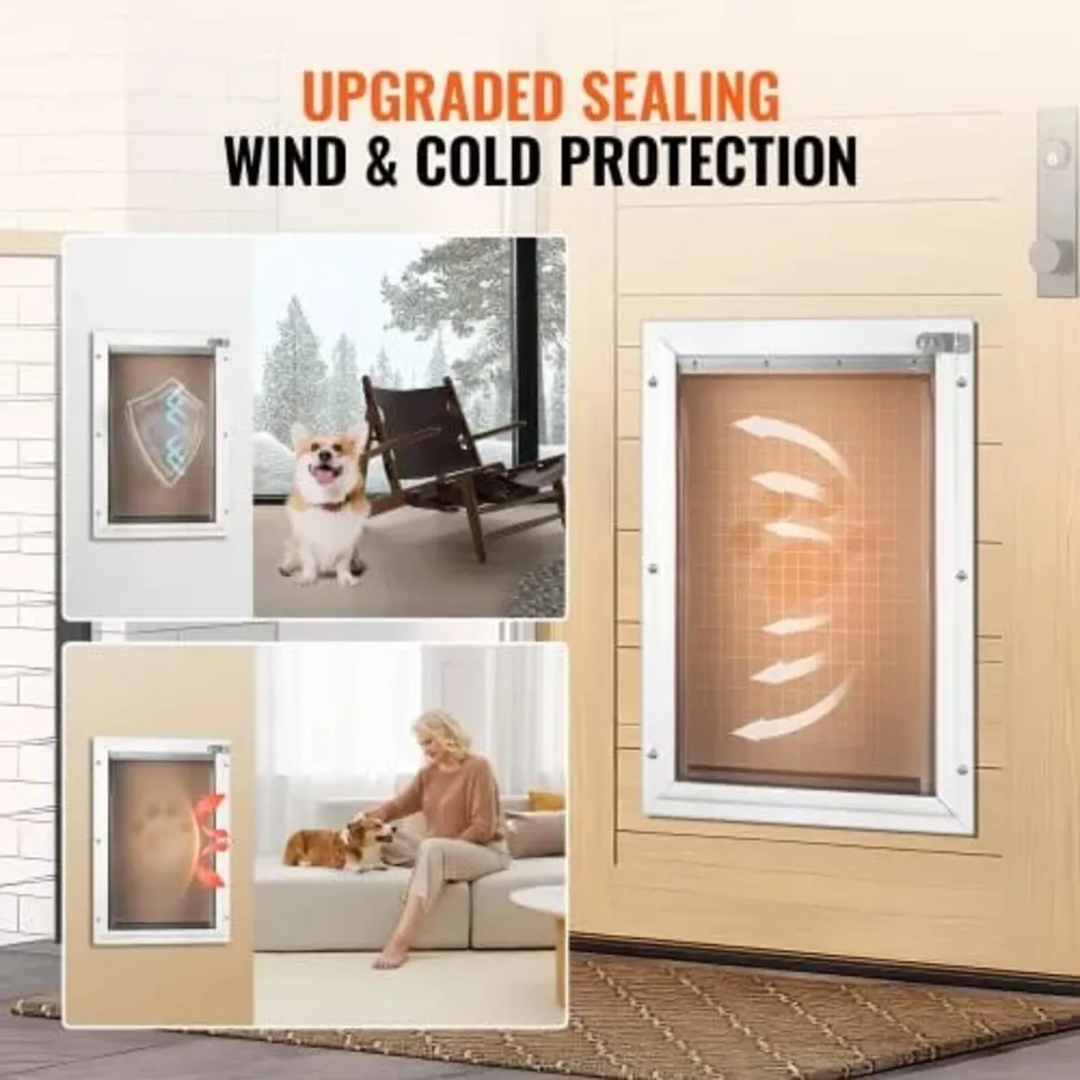 Pet Door, 13.27" x 20.04" Aluminum Frame with Lock - Image 2