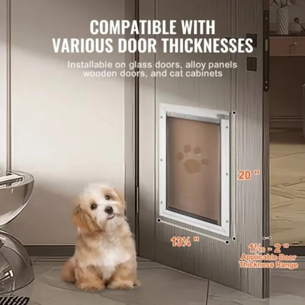 Pet Door, 13.27" x 20.04" Aluminum Frame with Lock - Image 3