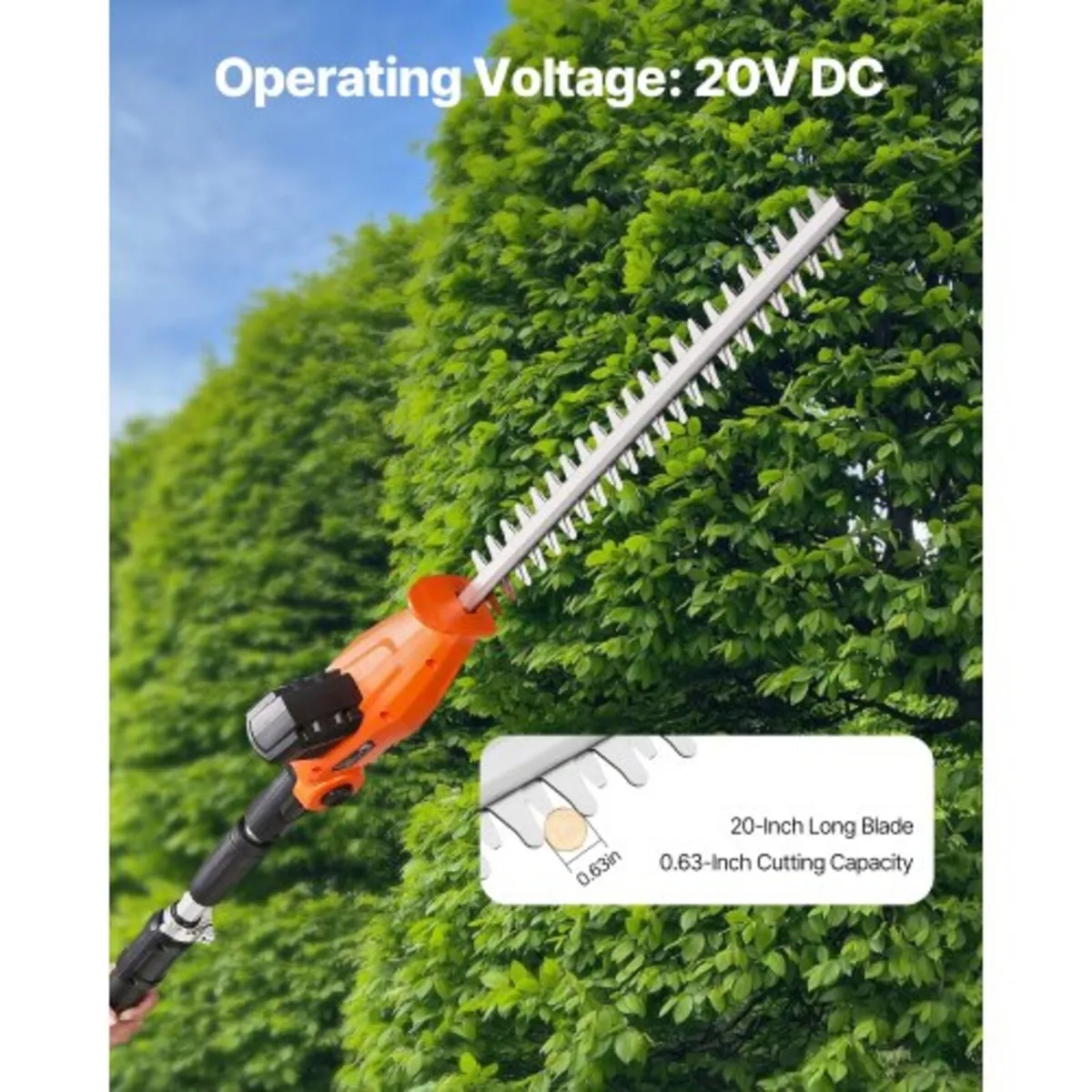 Electric Hedge Trimmer, 1200 RPM, 6.2 - 7.8 Ft Ext - Image 3