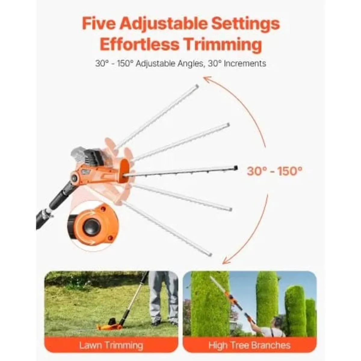 Electric Hedge Trimmer, 1200 RPM, 6.2 - 7.8 Ft Ext - Image 2