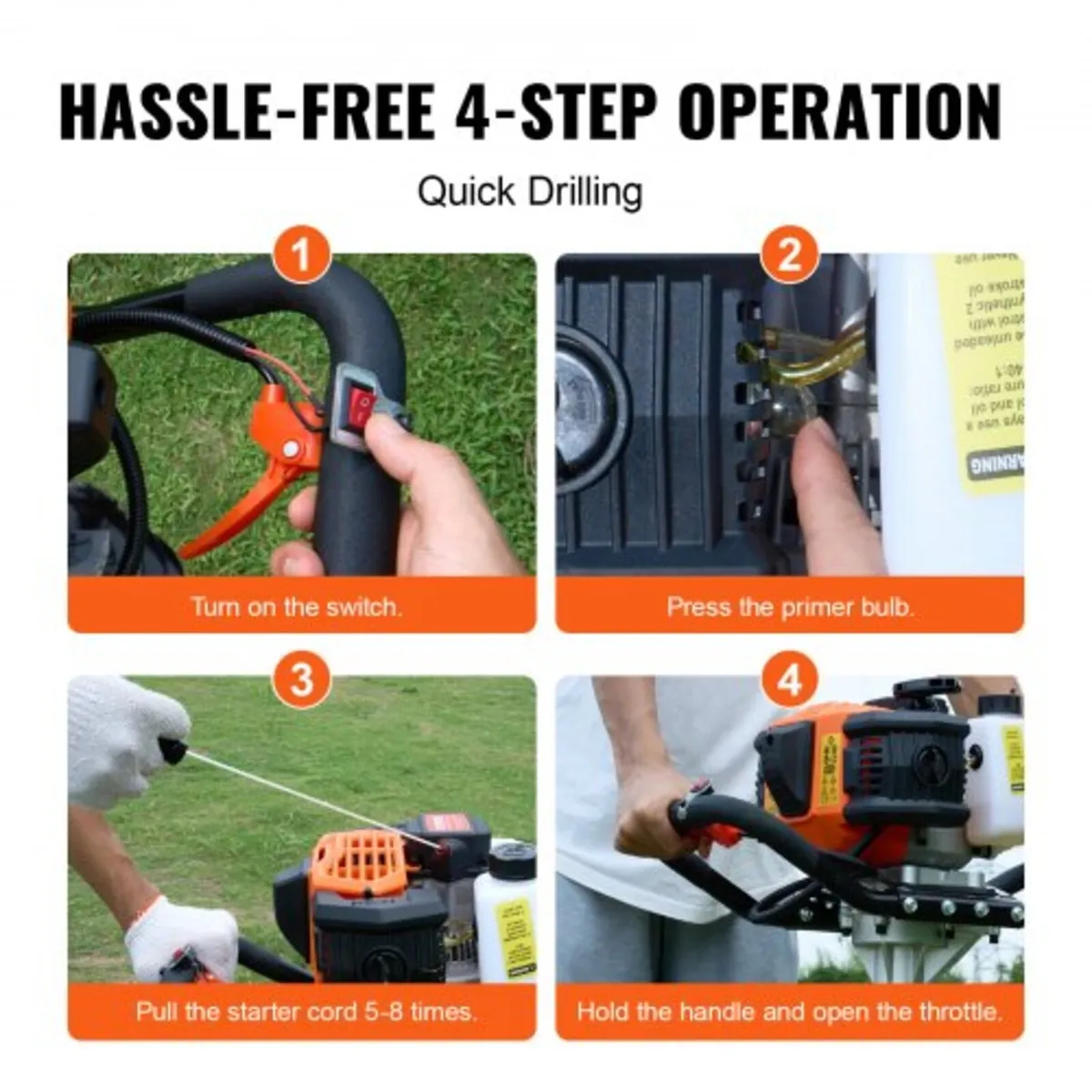 Post Hole Digger Gas Powered, 52CC 1450W Earth Aug - Image 3