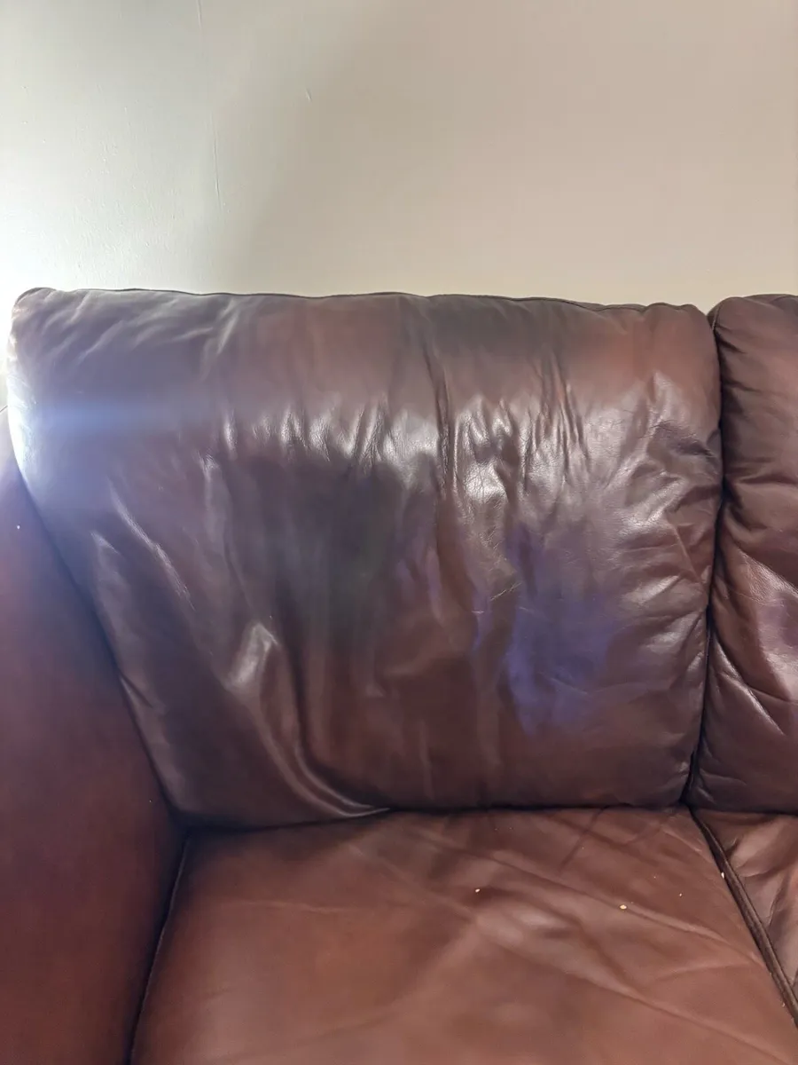 Brown 3 Seater leather couch - Image 4