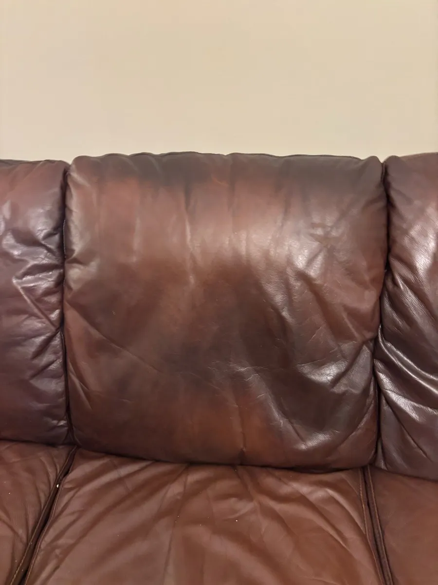 Brown 3 Seater leather couch - Image 3