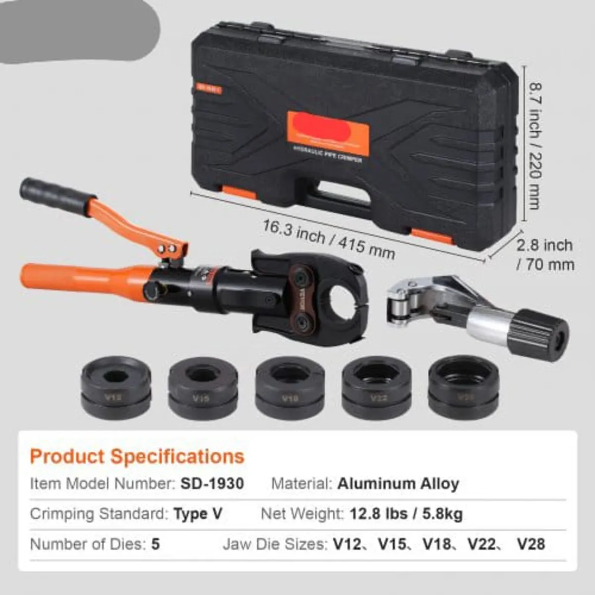 6T Hydraulic Crimping Tool V12-28mm TH16-32mm Pres - Image 4