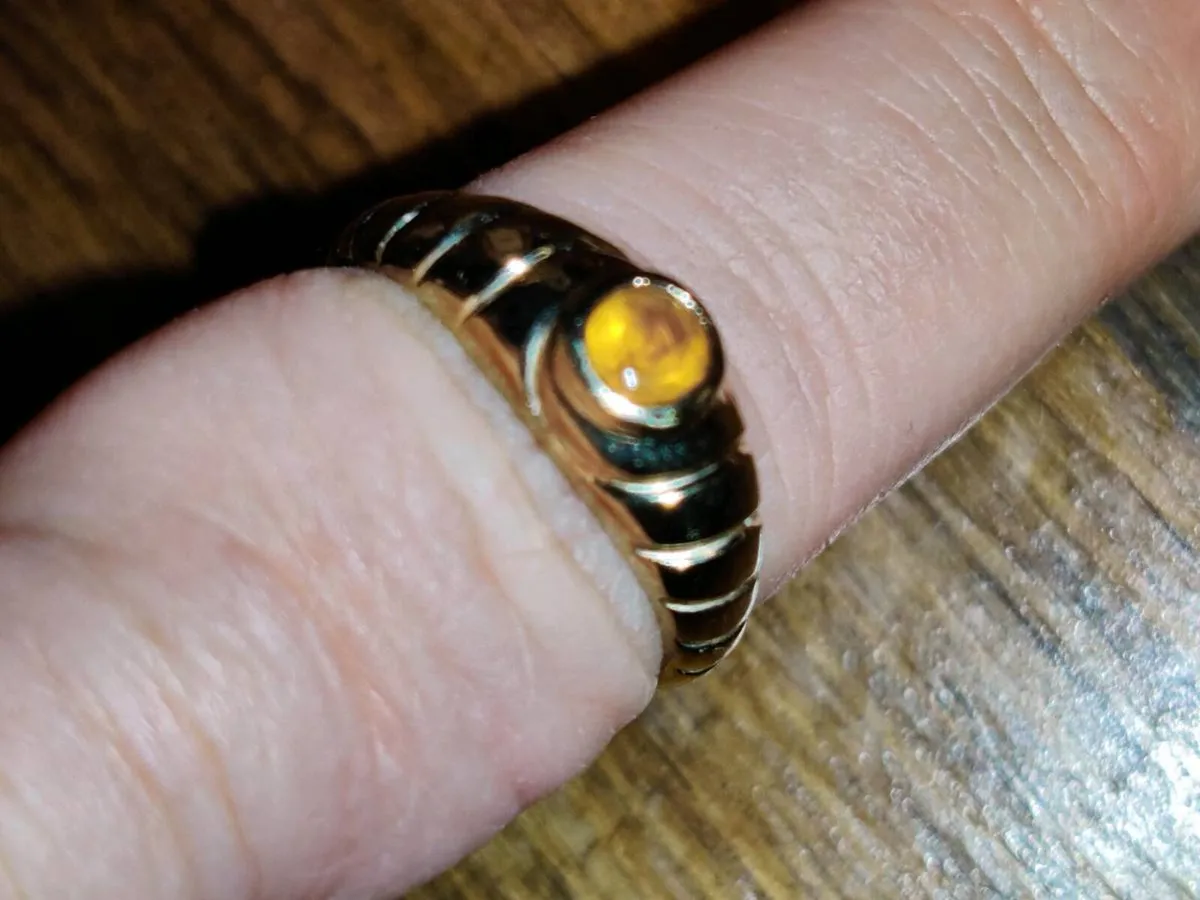 RARE, ORANGE BERYL, 9CT Gold New Honeycombe Ring ! - Image 2
