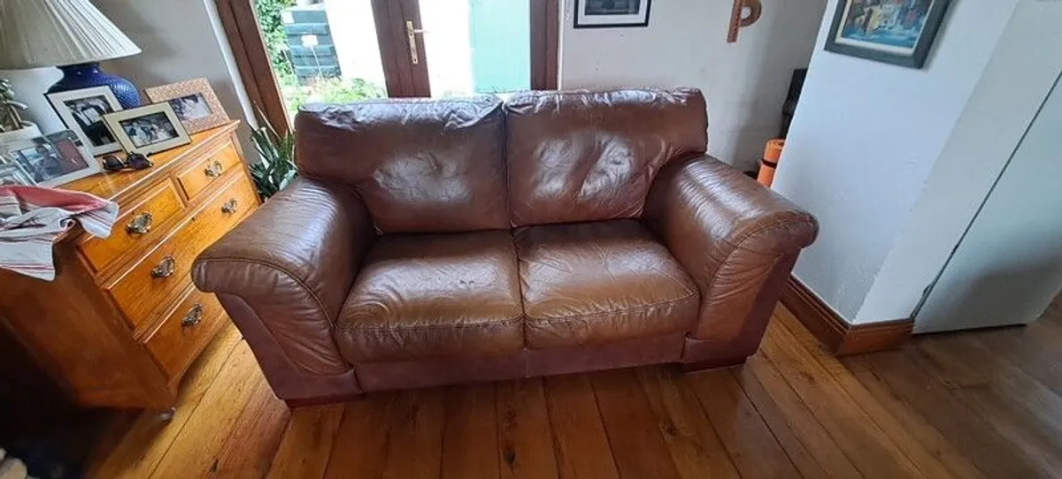 2 Seater Leather Couch.  Free To Take Away - Image 2