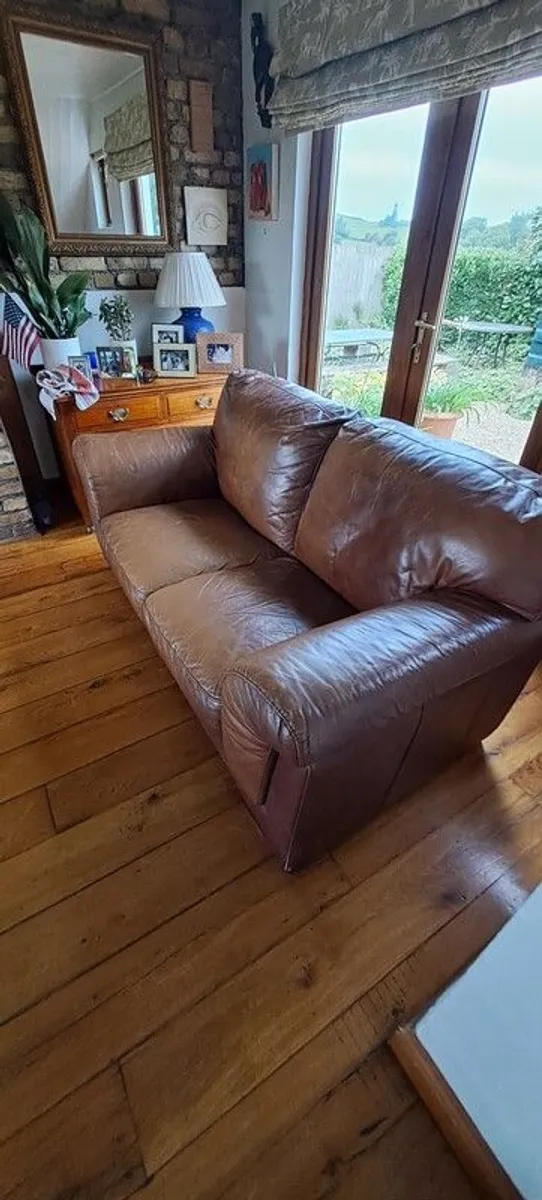 2 Seater Leather Couch.  Free To Take Away - Image 3