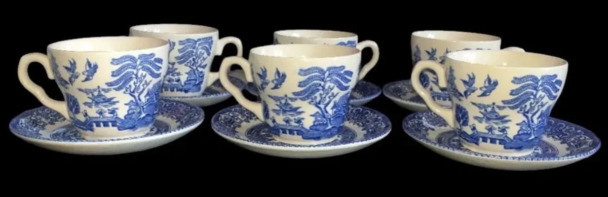 Vintage English Ironstone "Old Willow" Tea Set - Image 3