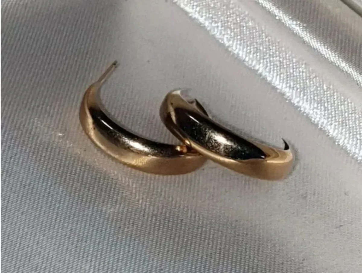 Vintage Hallmarked 9ct Gold 'Demi' Hoops - Image 1