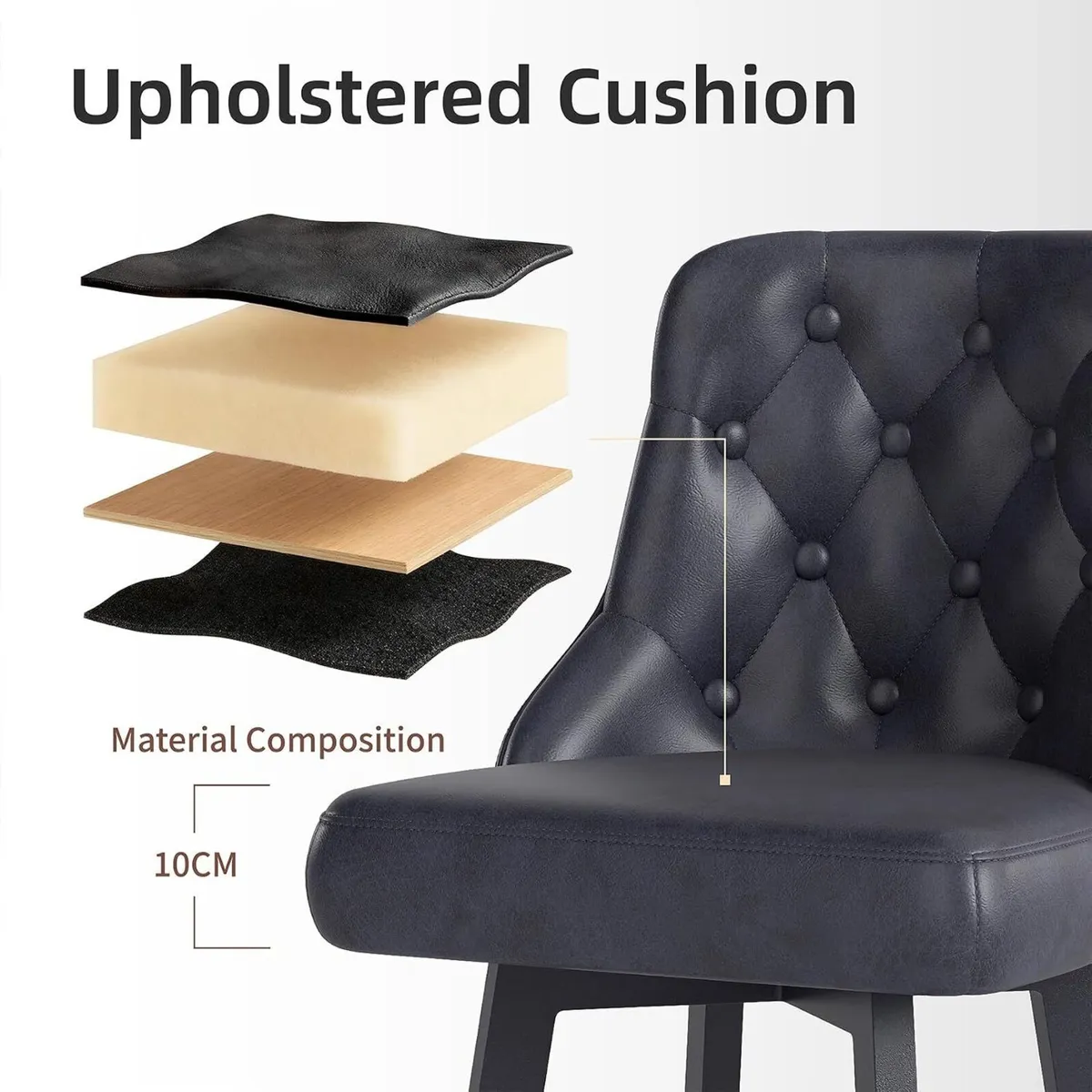 Bar Stools Waterproof PU Leather (Set of 2) - Image 3