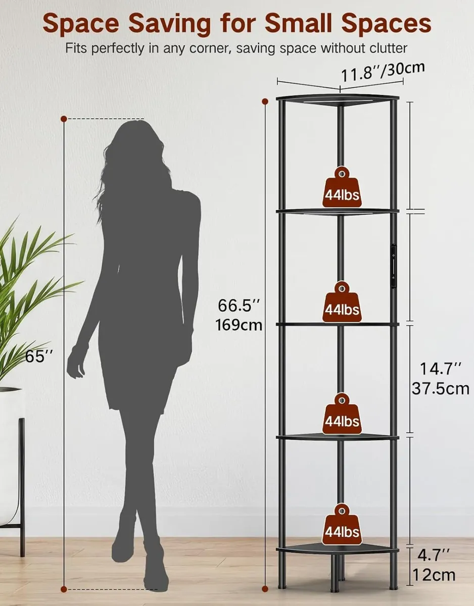 5 Tier Floor Lamp with Shelves LED Light - Image 2