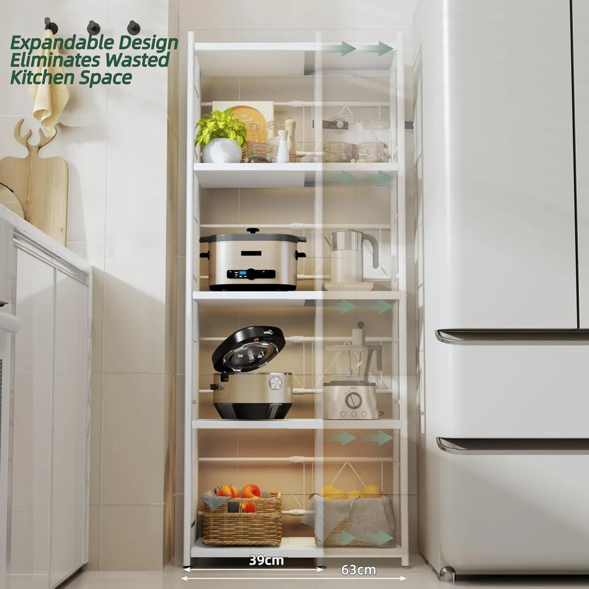 2 Tier Expandable Microwave Shelf Metal Stand - Image 2