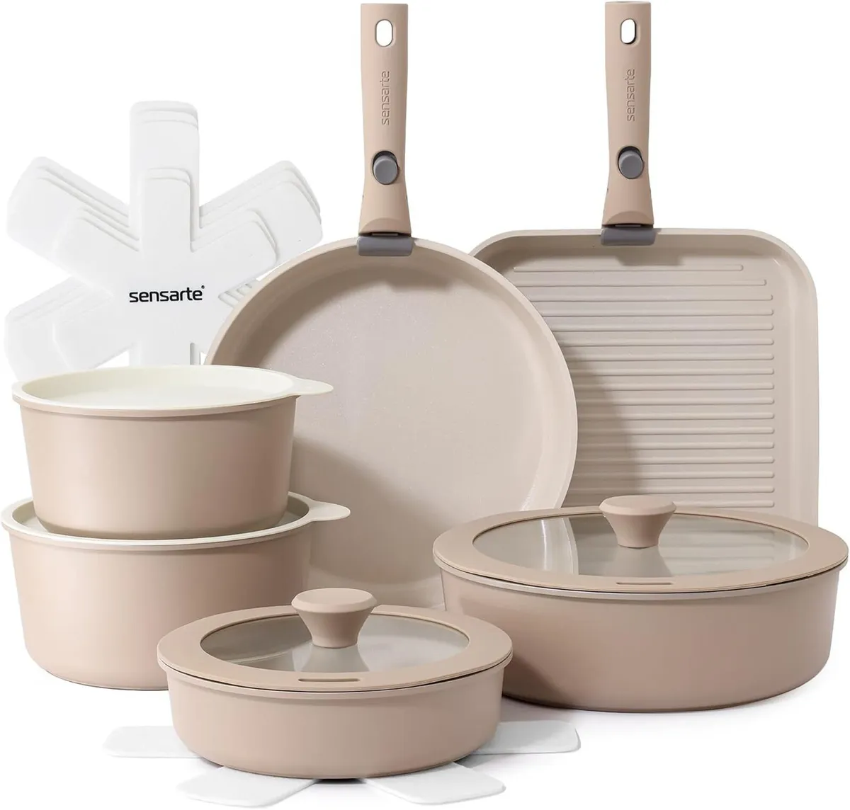 Ceramic Detachable Handle Pots and Pans Set - Image 1