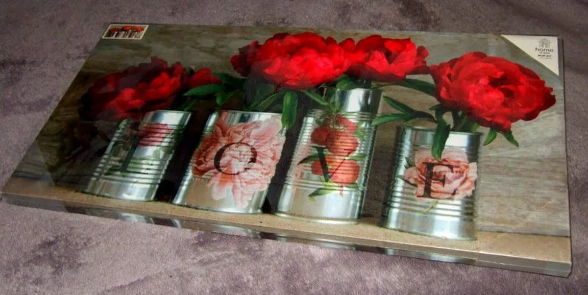 BNIB "LOVE" Peonies Canvas Wall Art (30") - Image 4