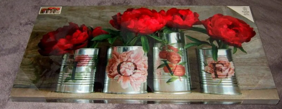 BNIB "LOVE" Peonies Canvas Wall Art (30") - Image 1