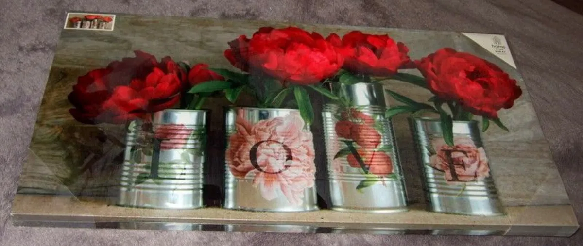 BNIB "LOVE" Peonies Canvas Wall Art (30") - Image 3