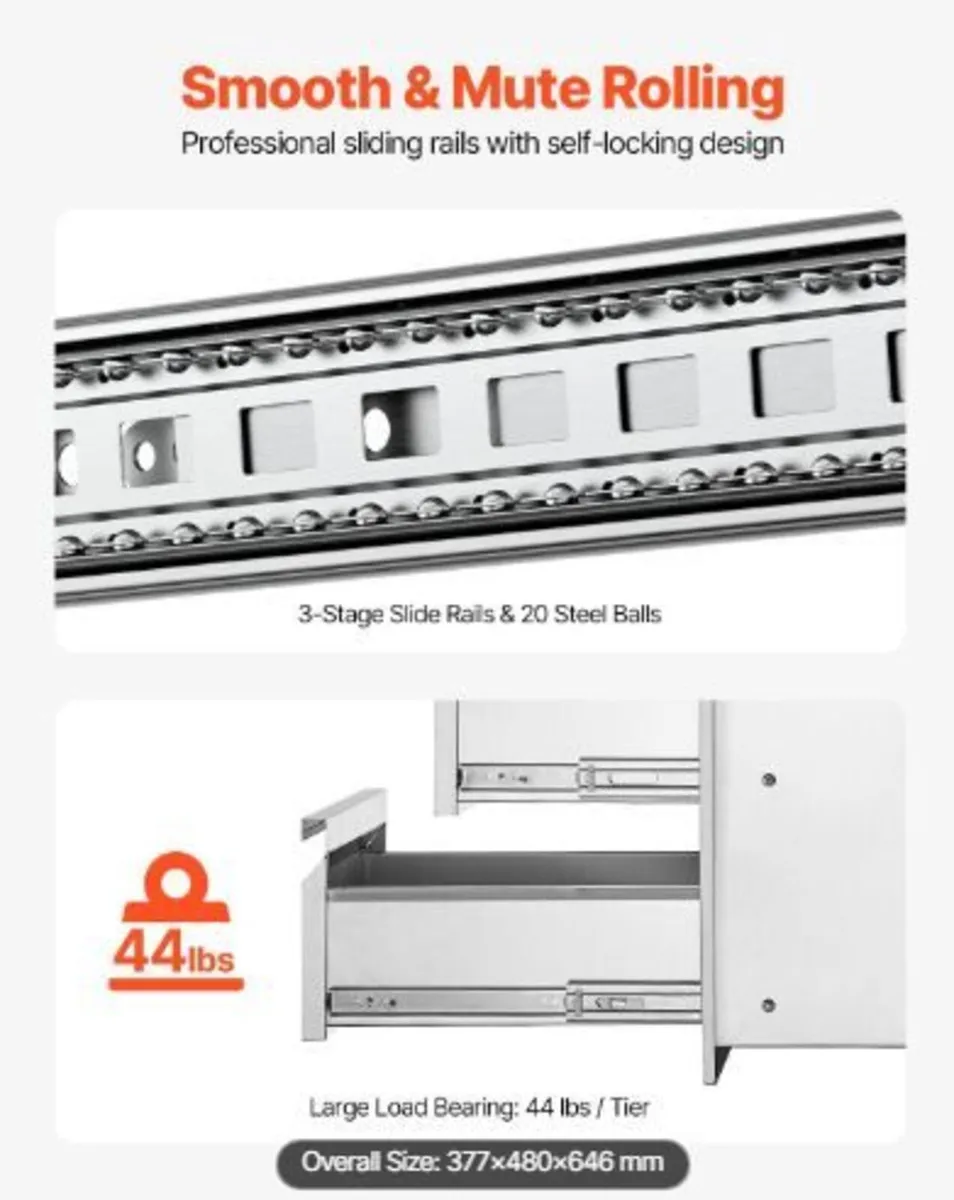 201 Stainless Steel Triple Access Drawer Outdoor - Image 2