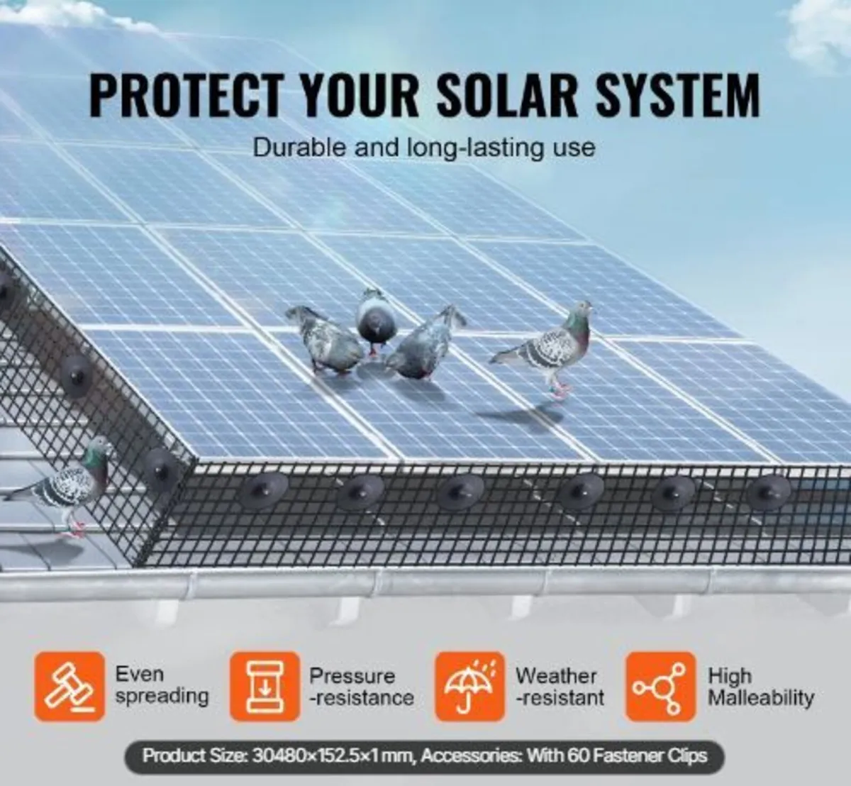 15.24 x 3048 cm Solar Panel Bird Guard - Image 3