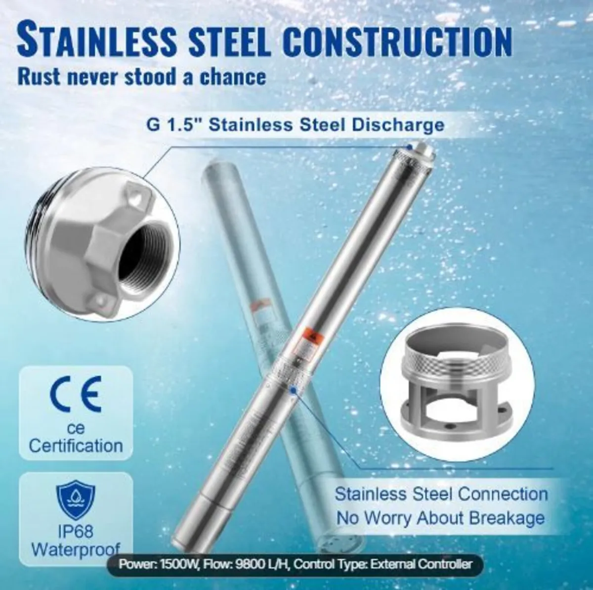 Deep Well Submersible Pump, 1500W - Image 3