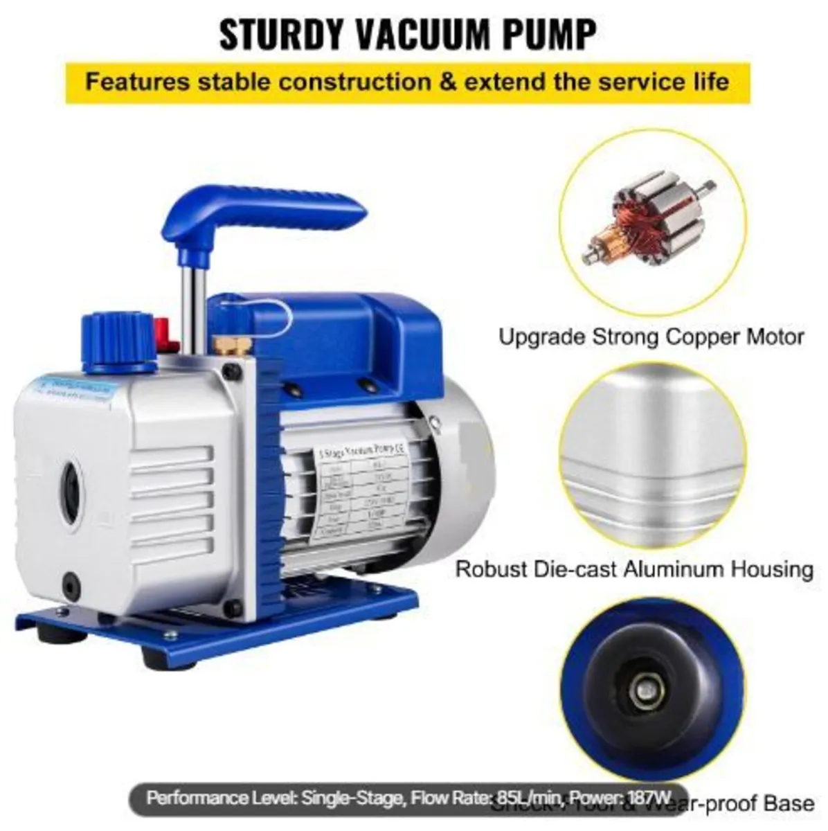 183 L/min(3CFM) 246W(1/3HP) Vacuum - Image 4