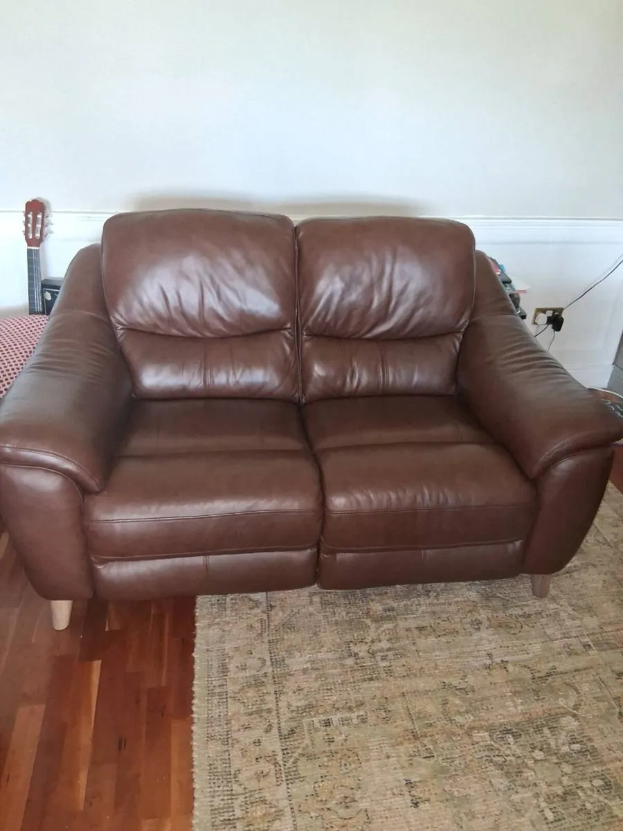 Two 2 seater leather sofas electric recliners as n - Image 3