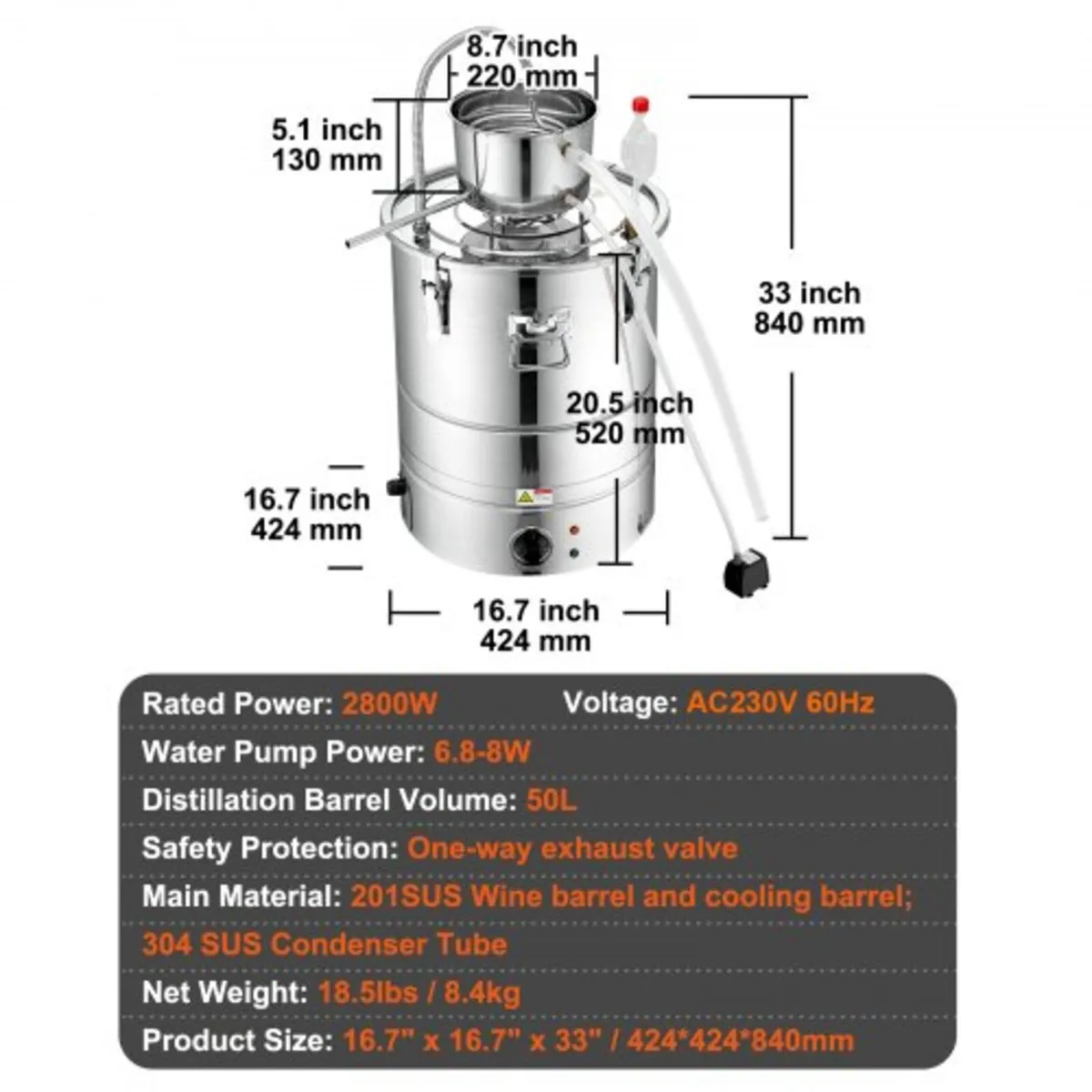 Essential Oil Still Water Distiller 49.2L with Thu - Image 3