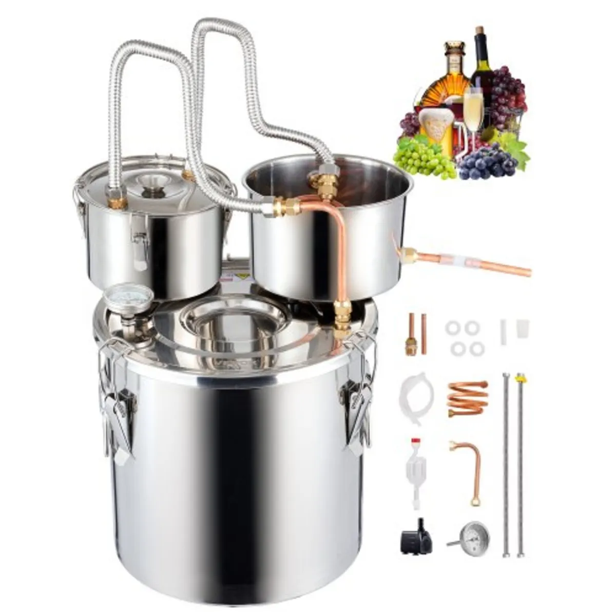 Alcohol Still, 5 Gal / 19 L Stainless Steel Water - Image 1