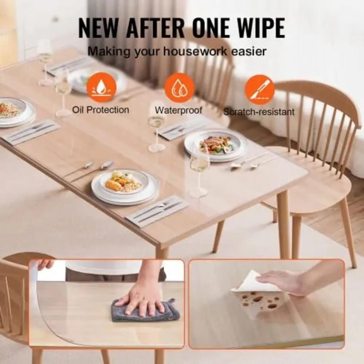 Plastic Table Cover, 36 x 54 Inch 1.5 mm Thick Cle - Image 4
