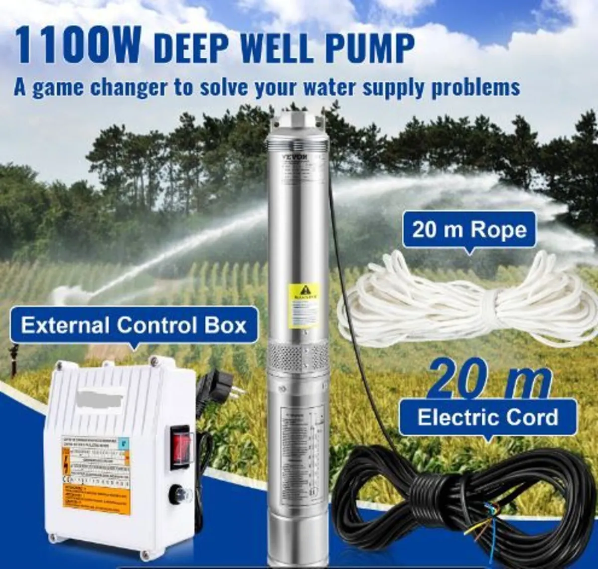 Deep Well Submersible Pump, 1100W - Image 1