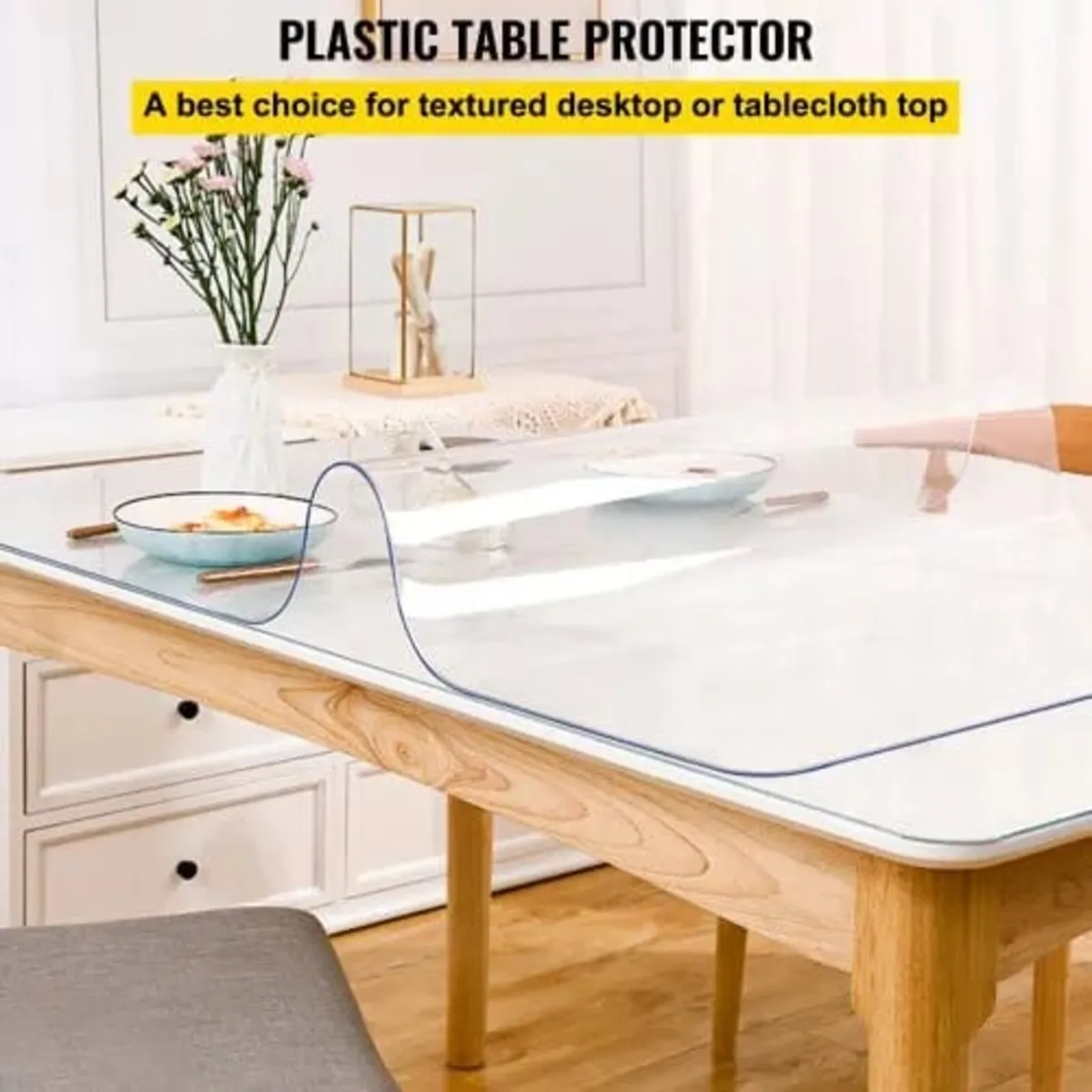 Plastic Table Cover 40 x 72 Inch, 1.5 mm Thick Cle - Image 3