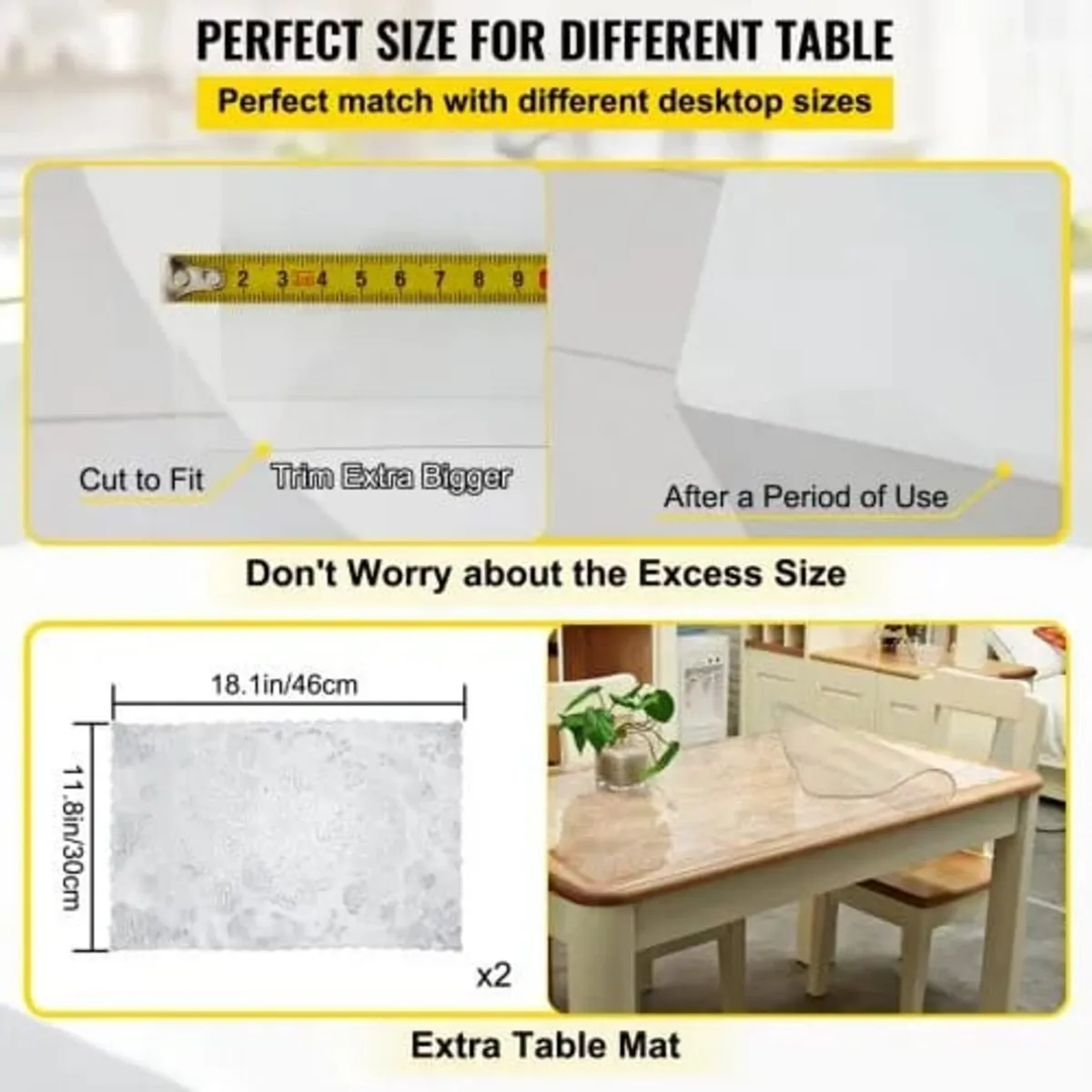 Plastic Table Cover 40 x 72 Inch, 1.5 mm Thick Cle - Image 4