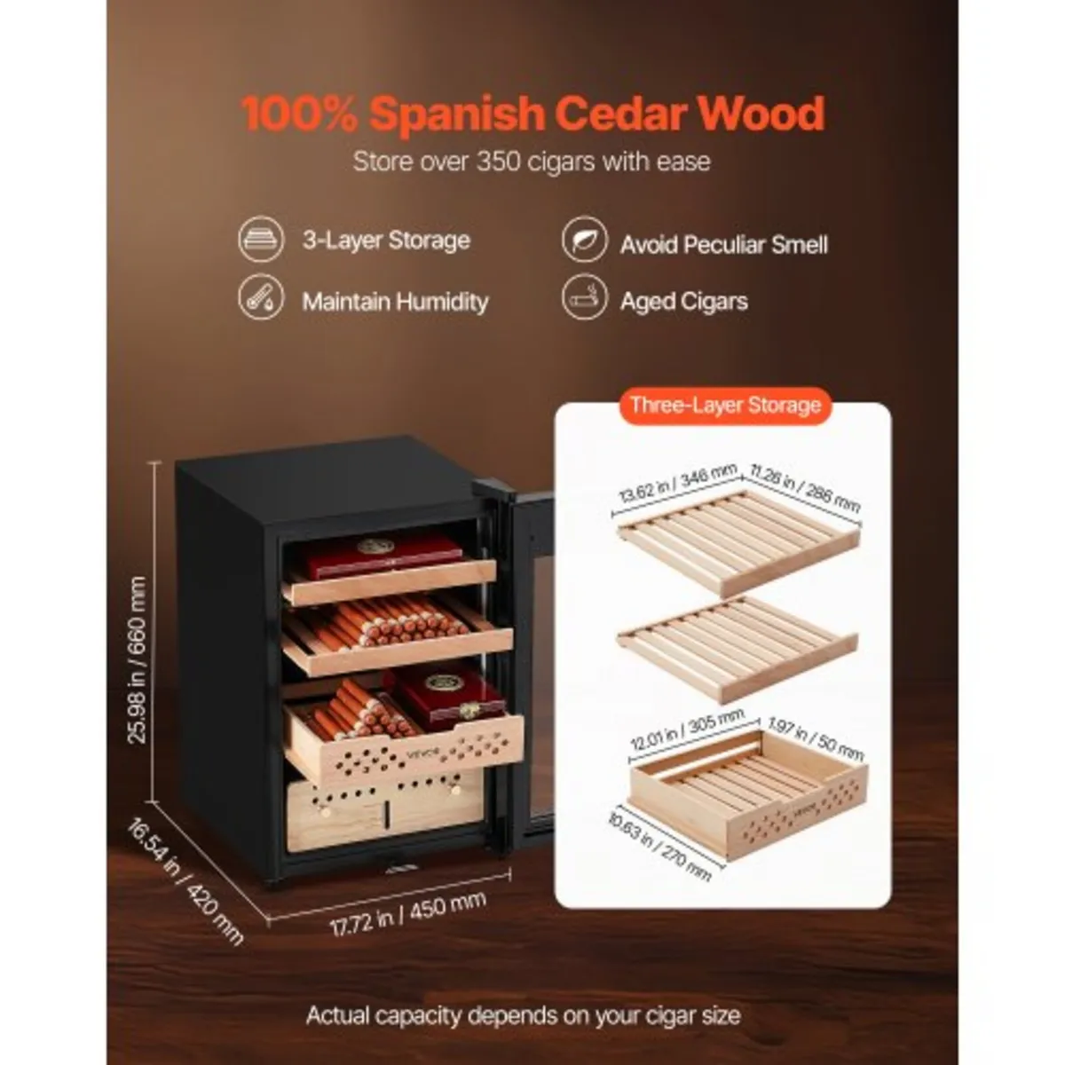 Electric Humidor, 60L, 350 Counts Electric Cigar H - Image 2
