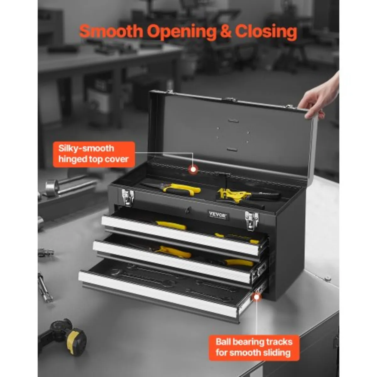 Metal Tool Box, 20.5-inch, Portable Metal Tool Box - Image 4
