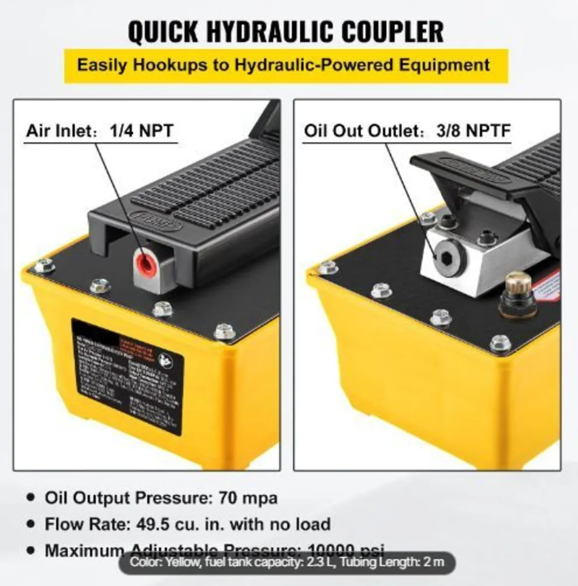 Air Hydraulic Pump, 10,000 PSI Hydraulic Foot Pum - Image 2