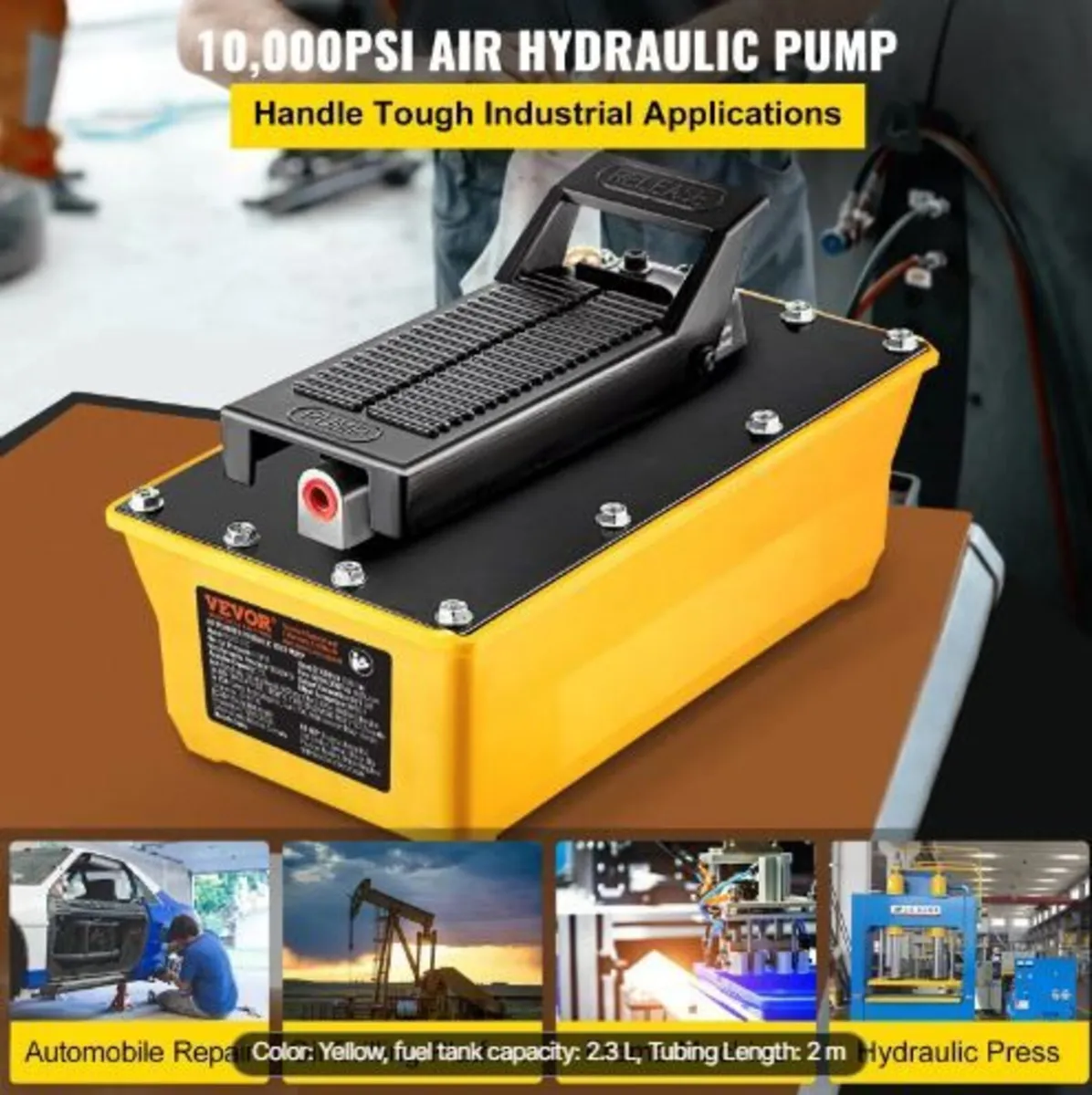 Air Hydraulic Pump, 10,000 PSI Hydraulic Foot Pum - Image 3
