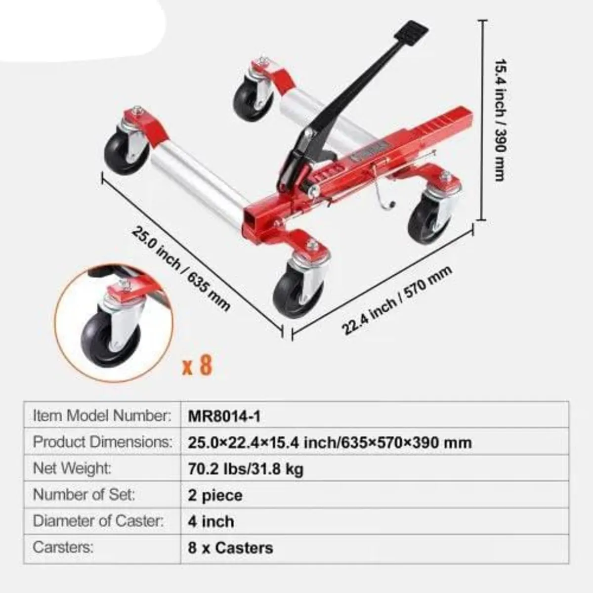 Wheel Dolly, Max Capacity 1500 Lbs Car Dolly, Car - Image 4