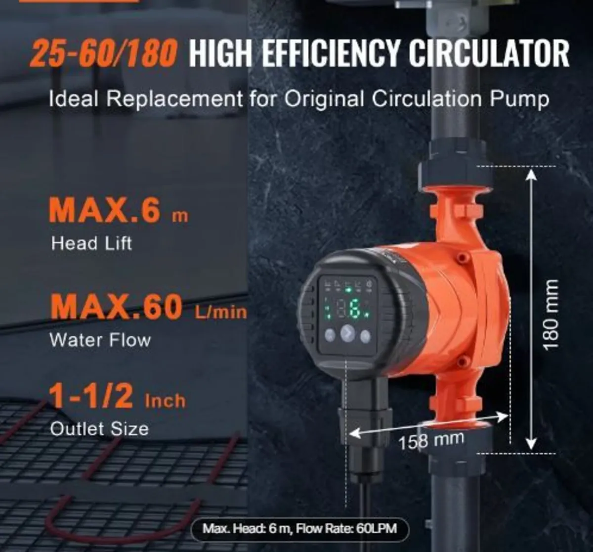 LPS25-6BP-180 Hot Water Recirculating Pump - Image 2