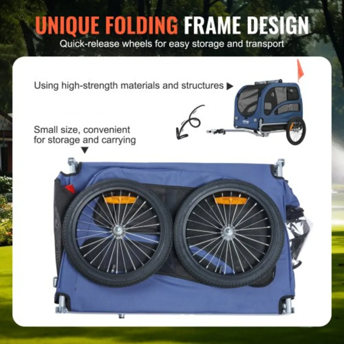 Dog Bike Trailer, Supports up to 100 lbs, Pet Cart - Image 2